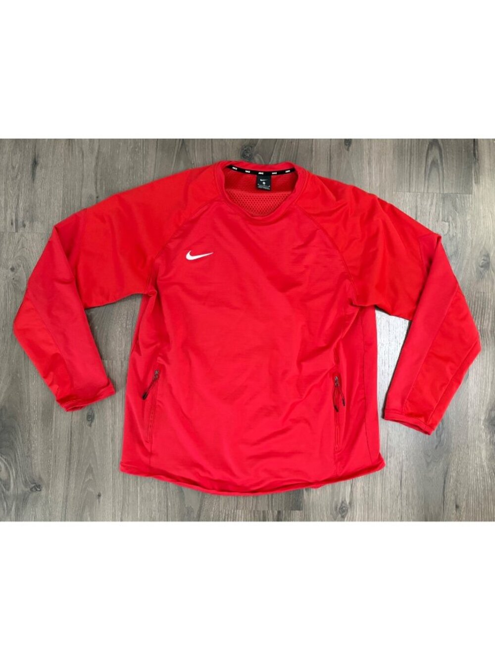 Nike Long Sleeve Athletic Shirt Jacket Soccer Baseball Pockets Red XL